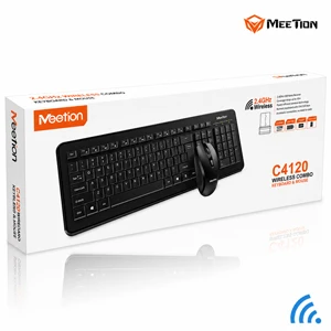 MeeTion Computer Wireless Keyboard and Mouse Bundle -Black Arabic , English Layout Language(MT-C4120 )